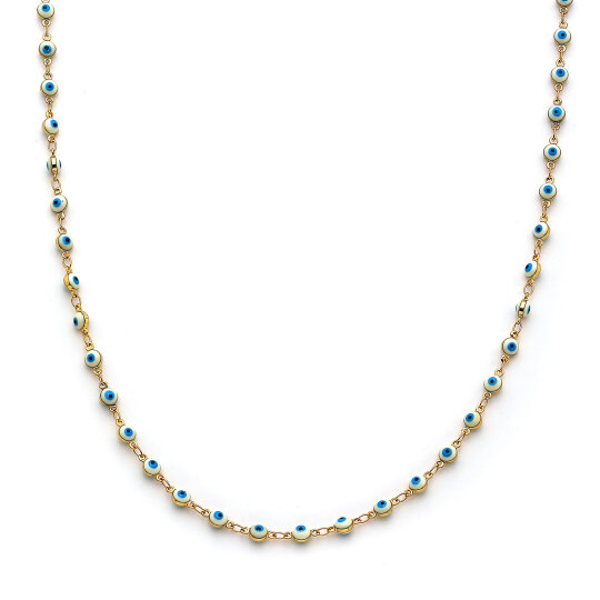 Protector Evil Eye Bead Gold Plated Necklace - (1)