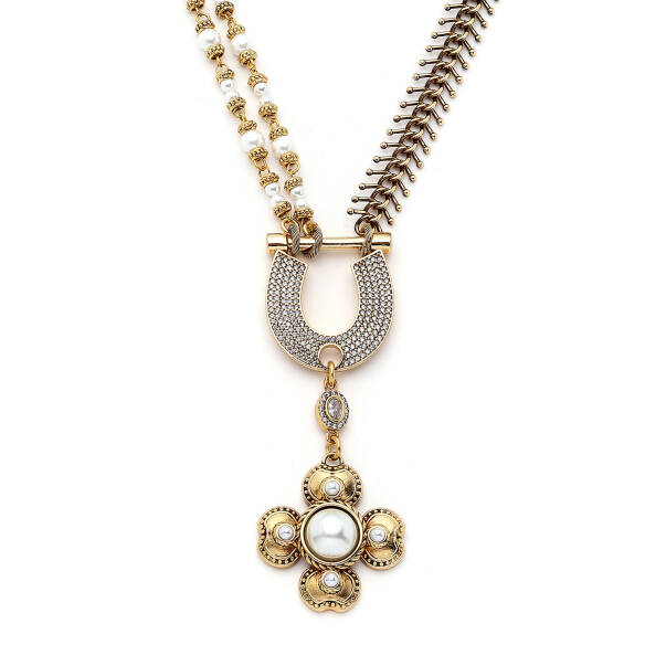 Pure Glow Pearl Clover Charm Gold Plated Chain Necklace - 3