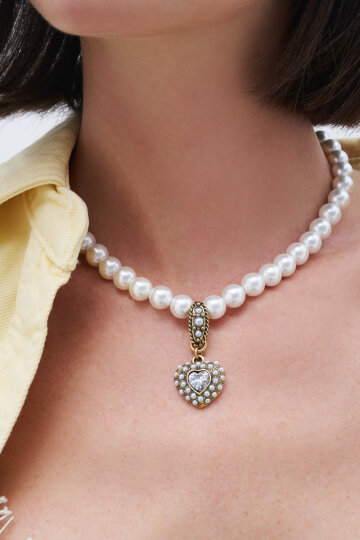 Pure Heart Pearl Heart Charm Pearl Necklace - (1)