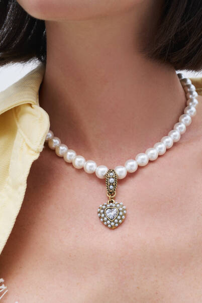 Pure Heart Pearl Heart Charm Pearl Necklace - 2