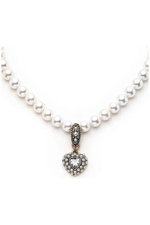 Pure Heart Pearl Heart Charm Pearl Necklace 