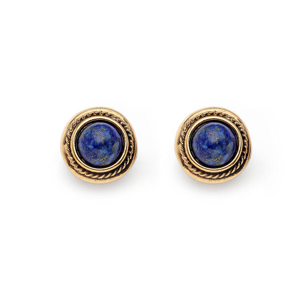 Pure Lapis Doğaltaş Altın Kaplama İğneli Küpe