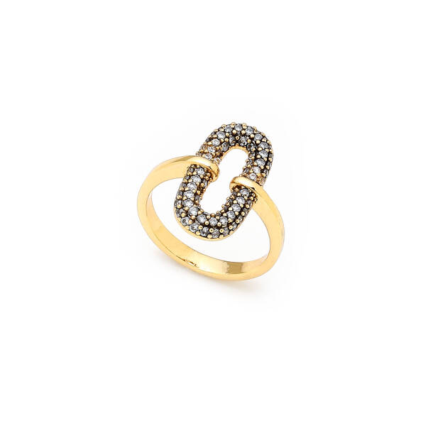 Pure Link Zircon Stone Gold Plated Ring - 1