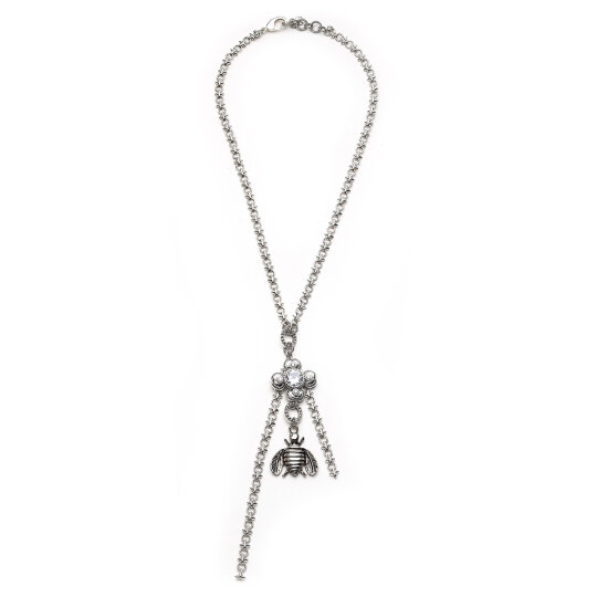 Queen Be Clover & Bee Charm Silver Plated Chain Necklace - 