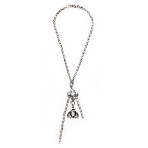Queen Be Clover & Bee Charm Silver Plated Chain Necklace - 1