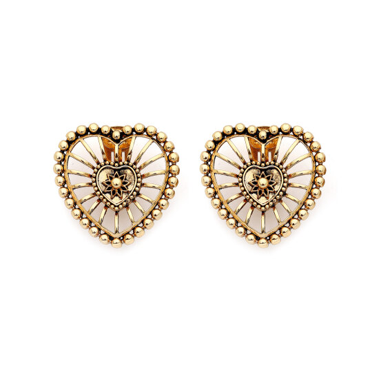 Radiant Gold Plated Heart Clip-On Earrings - 