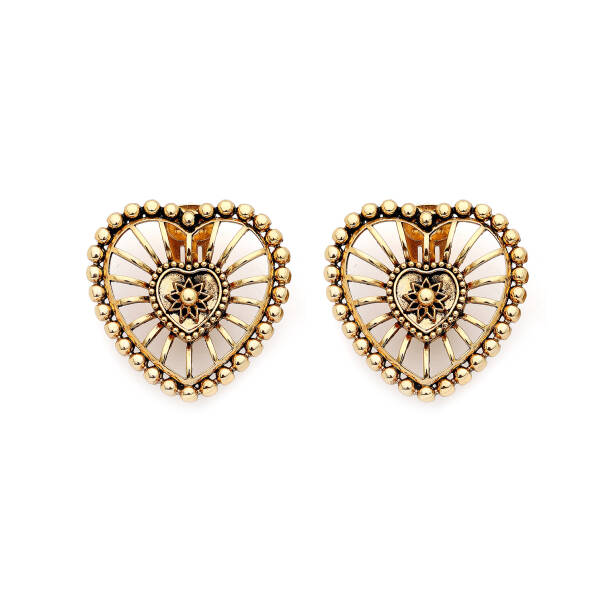 Radiant Gold Plated Heart Clip-On Earrings - 1