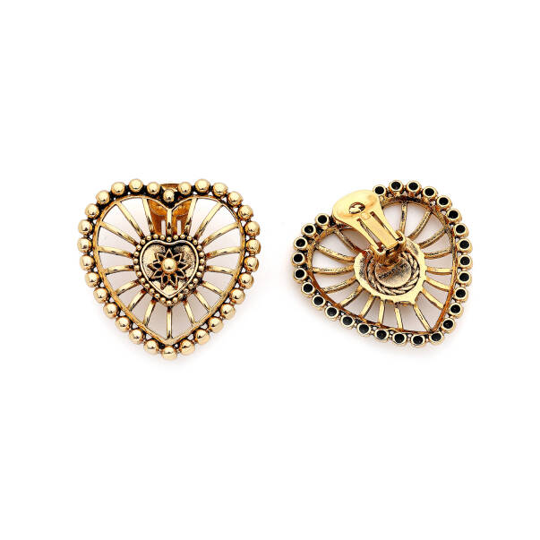 Radiant Gold Plated Heart Clip-On Earrings - 4
