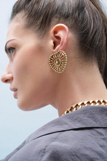 Radiant Gold Plated Heart Clip-On Earrings - (1)