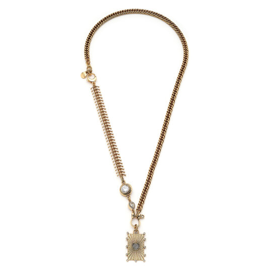 Radiant Lock Heart Charm Gold Plated Chain Necklace 