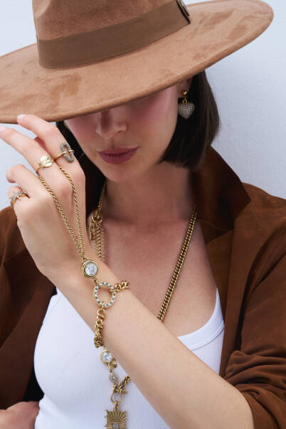 Radiant Lock Heart Charm Gold Plated Chain Necklace - 5