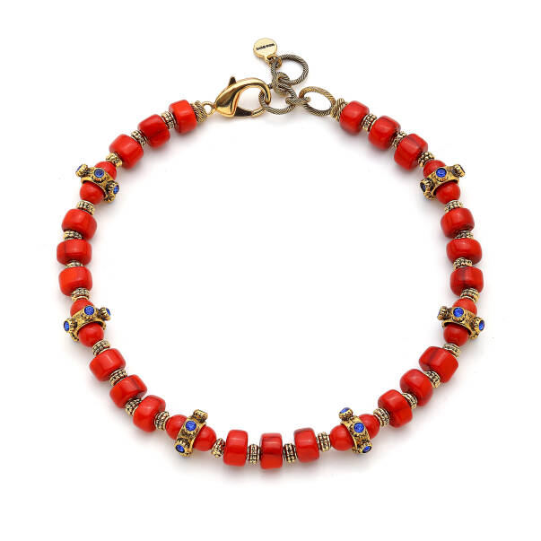 Red Tide Lacivert Zirkon & Mercan Doğaltaş Kolye - 1