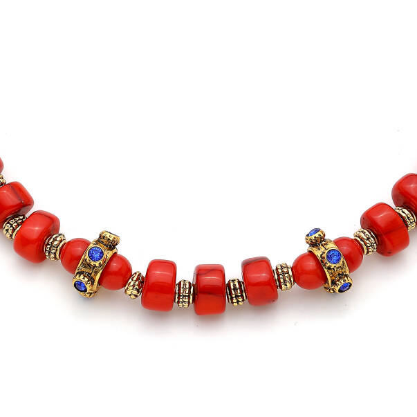 Red Tide Lacivert Zirkon & Mercan Doğaltaş Kolye - 2