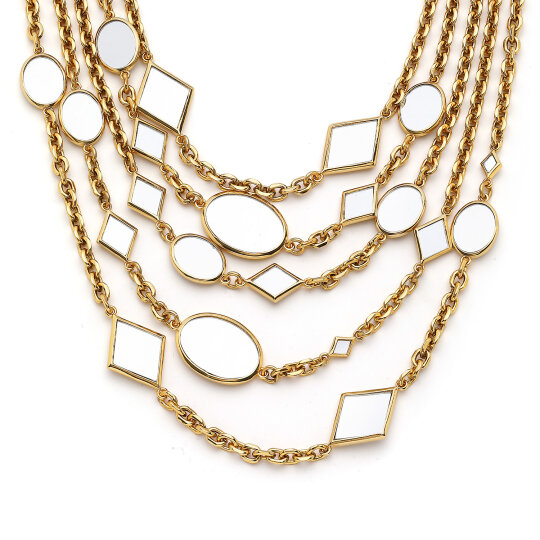 Reflecta Mirror Charm Gold Plated Chain Necklace - (1)