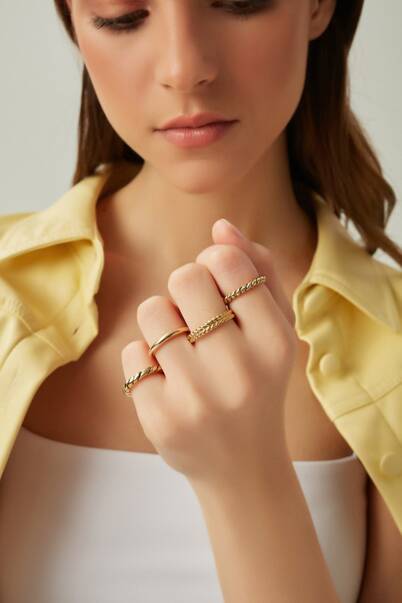 Ringo Gold Plated Ring Set - 4