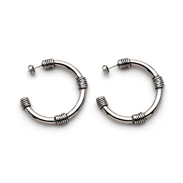 Robin Silver Plated Hoop Pinned Earrings - 1