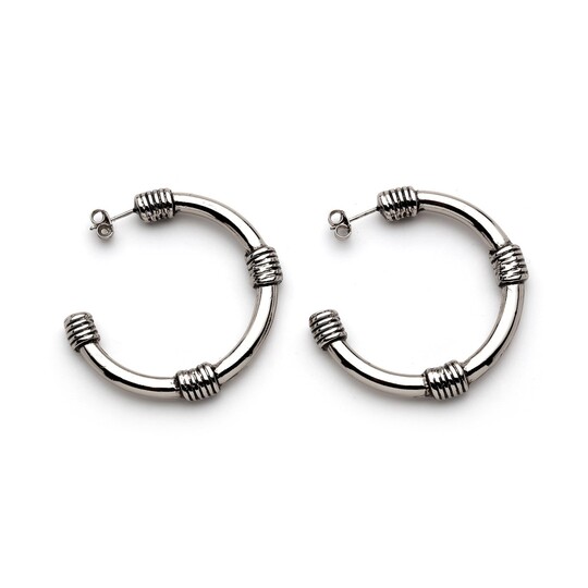 Robin Silver Plated Hoop Pinned Earrings - 