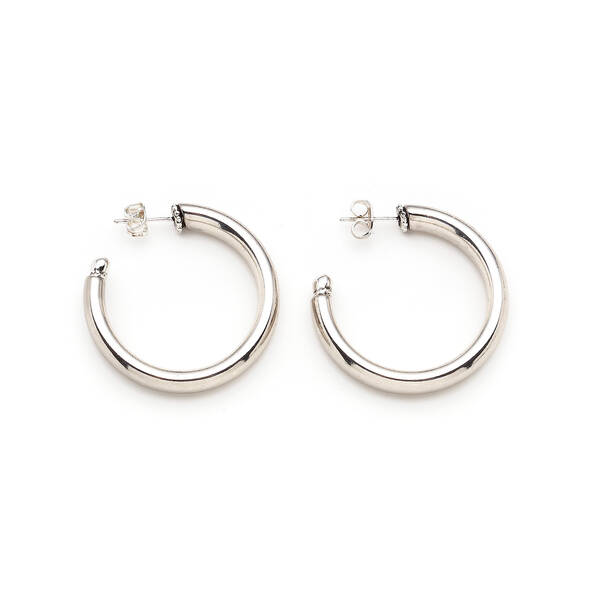 Roes Silver Plated Hoop Pinned Earrings - 1