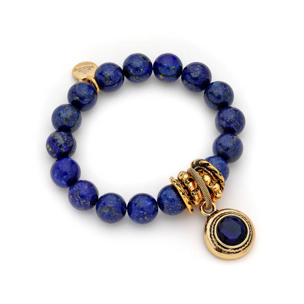 Root Zircon Charm Lapis Bracelet - 1