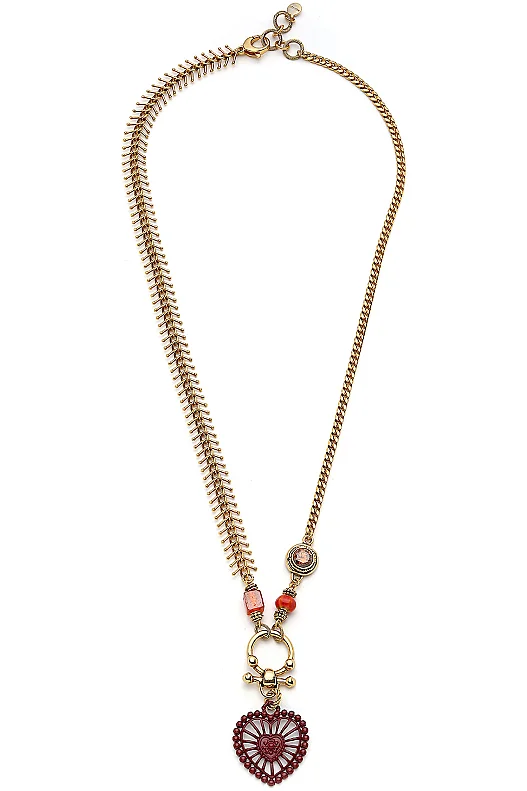 Rooted Heart Charm Gold Plated Chain Necklace - (1)