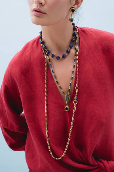 Rooted Lapis Natural Stone Necklace - 5