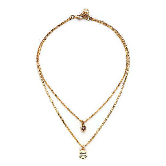 Rose Kalp Charm Altın Kaplama Zincir Kolye - 