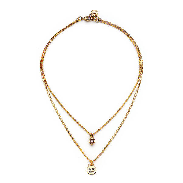 Rose Kalp Charm Altın Kaplama Zincir Kolye - 1
