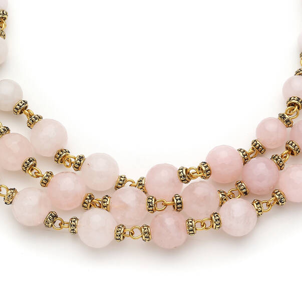 Rose Mist Pink Quartz Natural Stone Necklace - 2