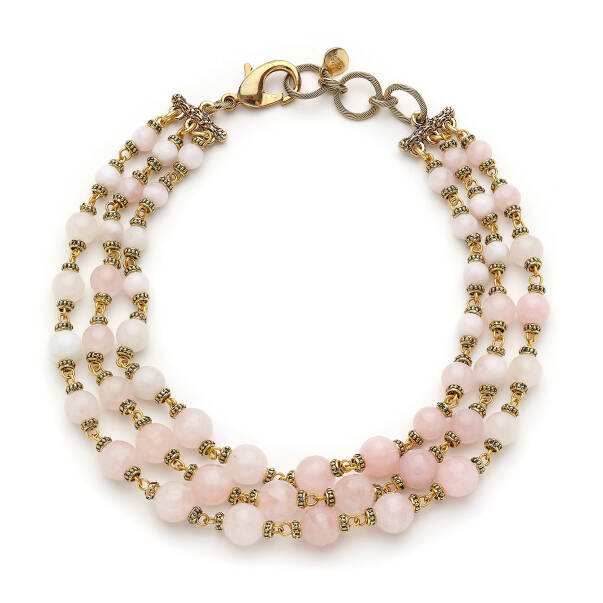 Rose Mist Pink Quartz Natural Stone Necklace - 1
