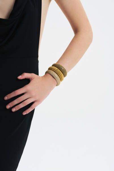 Rostead Zircon Gold Plated Handcuff Bracelet - 8