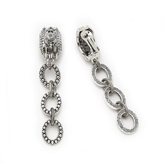 Royal Link Silver Plated Clip-on Earrings - (1)