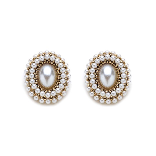 Rroxy Pearl Gold Plated Clip-On Earrings 