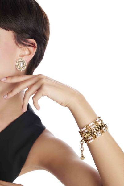 Rroxy Pearl Gold Plated Clip-On Earrings - 2