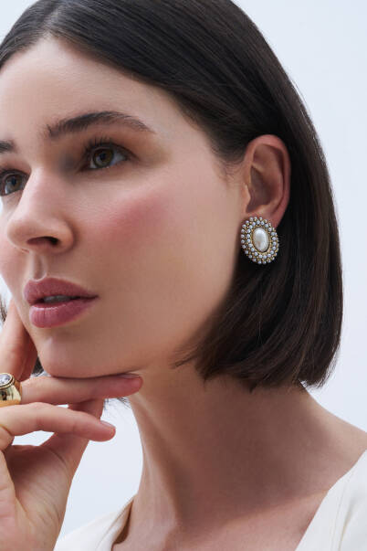 Rroxy Pearl Gold Plated Clip-On Earrings - 3