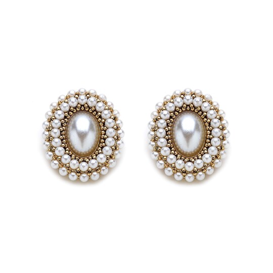 Rroxy Pearl Gold Plated Clip Earrings