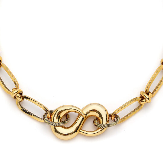 Sacre Infinity Charm Gold Plated Chain Necklace - (1)