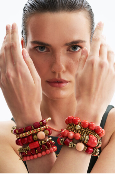 Saga Pink Coral Gold Plated Bracelet - 2