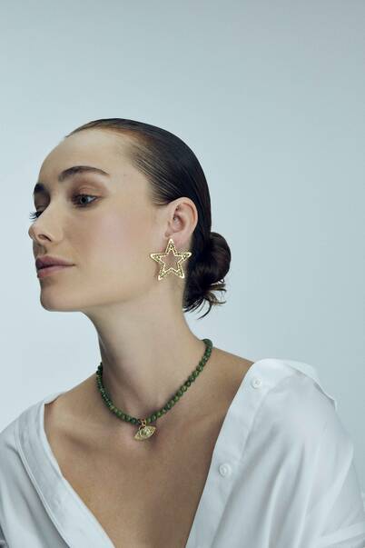 Samira Russian Jade Doğal Taş Göz Kolye - 2