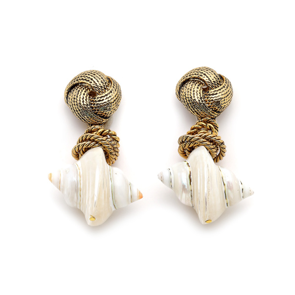 Sand Shell Charm Clip-On Earrings - 1