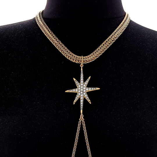 Scarlet Zircon Star Charm Gold Plated Chain Body Accessory - (1)