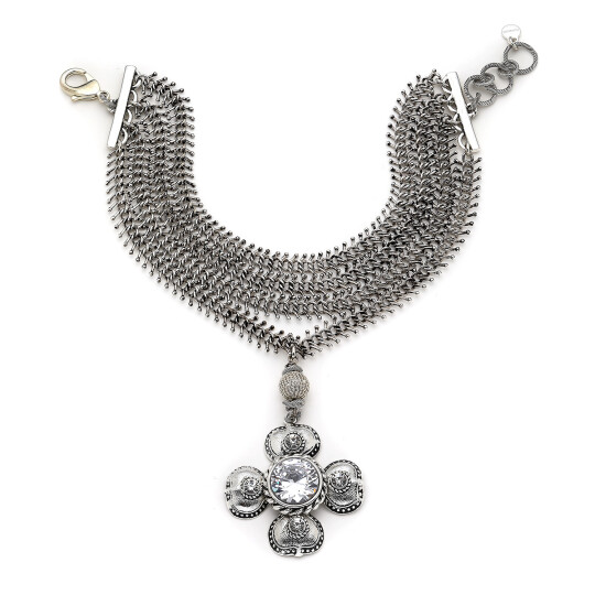 Scarlett Clover Charm Silver Plated Choker Necklace - 