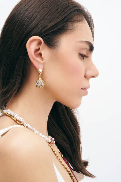 Scatter Moonstone Ball Pinned Earrings - 2