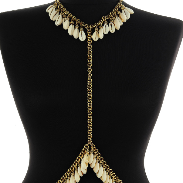 Sea Peak Deniz Kabuğu & Altın Kaplama Zincir Vücut Aksesuarı - 6