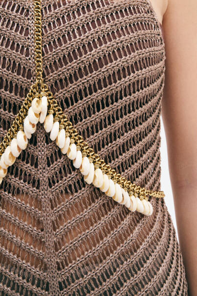 Sea Peak Deniz Kabuğu & Altın Kaplama Zincir Vücut Aksesuarı - 4