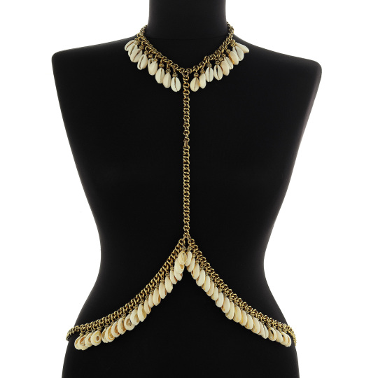Sea Peak Shell & Gold Plated Chain Body Chain - (1)
