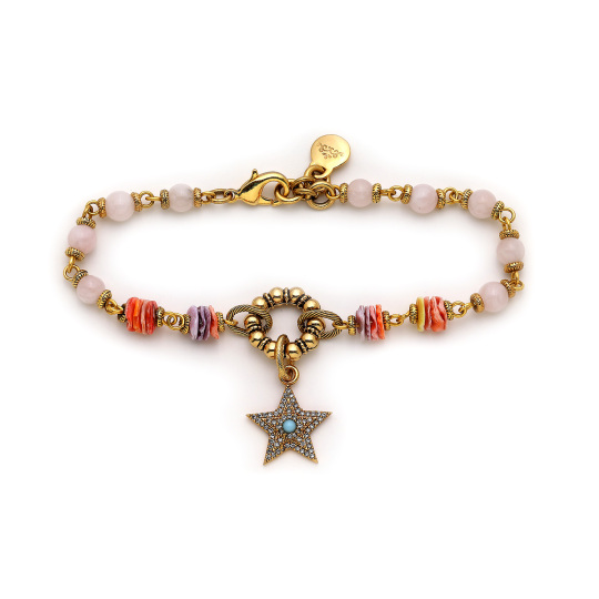 Sea Star Rose Quartz Natural Stone Anklet 