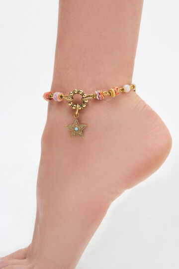 Sea Star Rose Quartz Natural Stone Anklet - (1)