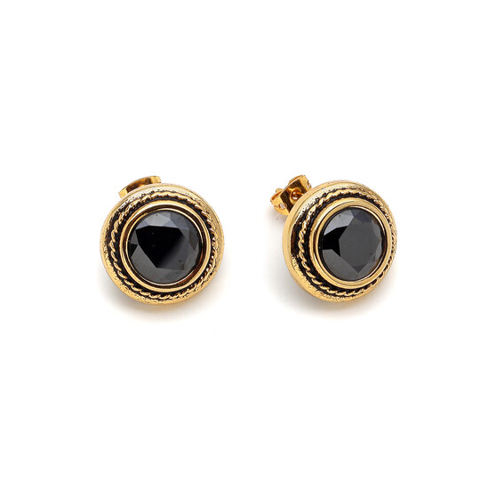 Secret Black Zircon Pinned Earrings 