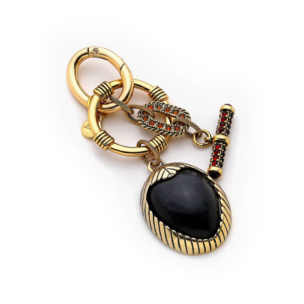 Secret Lover Altın Kaplama Kalp Charm Çanta Aksesuarı - 1