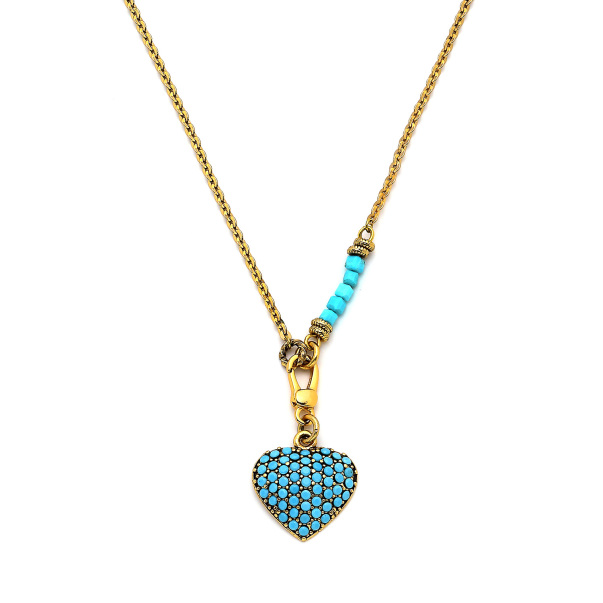 Selo Heart Charm Gold Plated Chain Necklace - 4